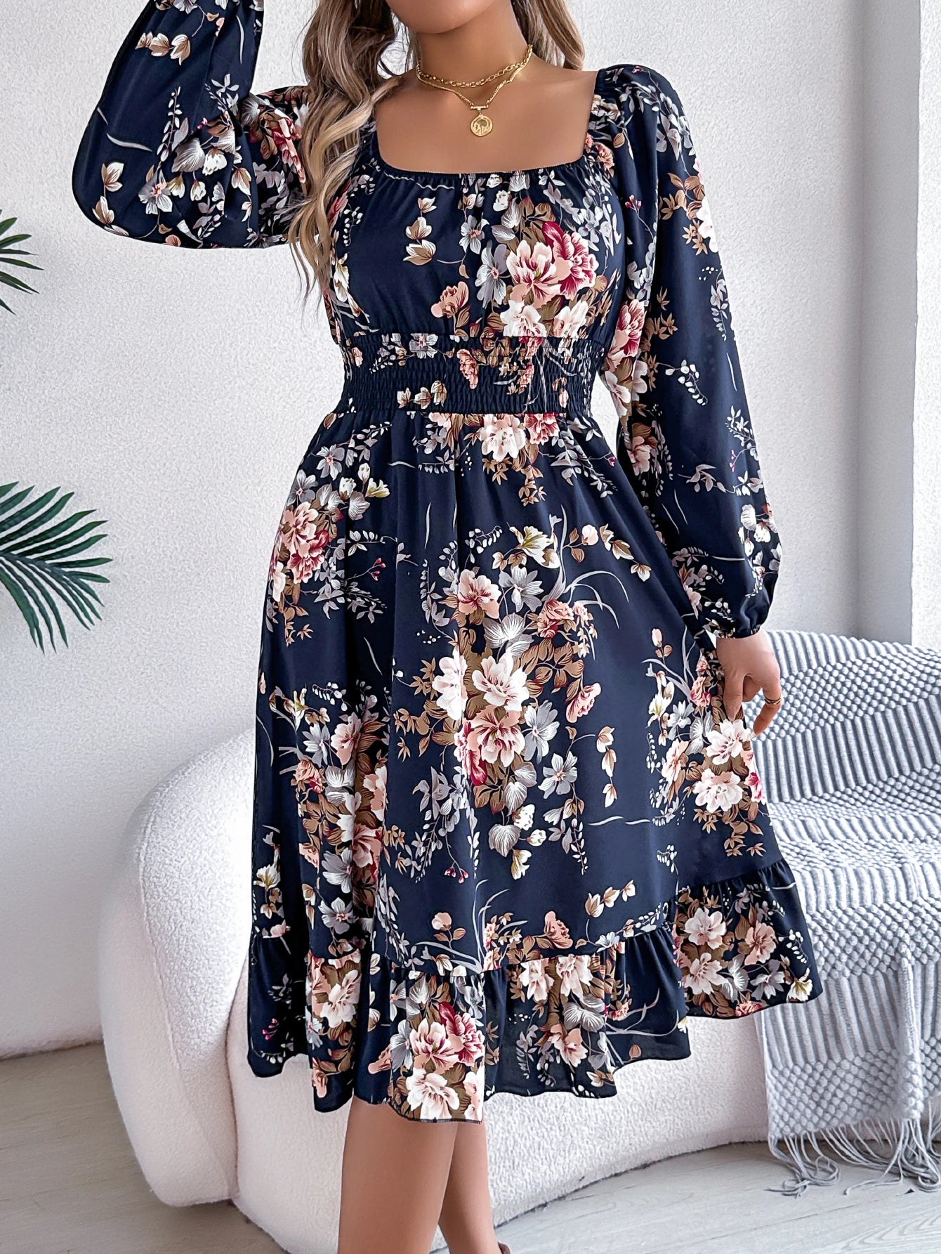 Long Sleeve Ruffled Dresses for Women