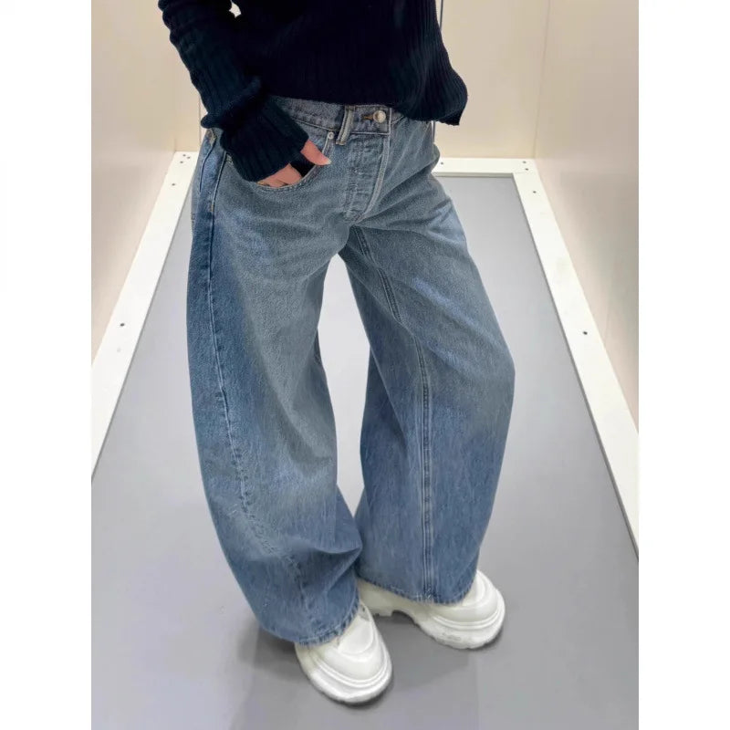 Women Jeans Spliced Straight Pants