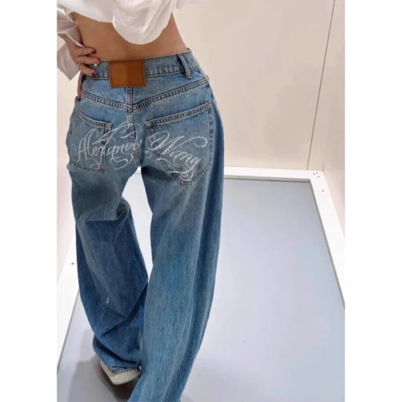 Women Jeans Spliced Straight Pants