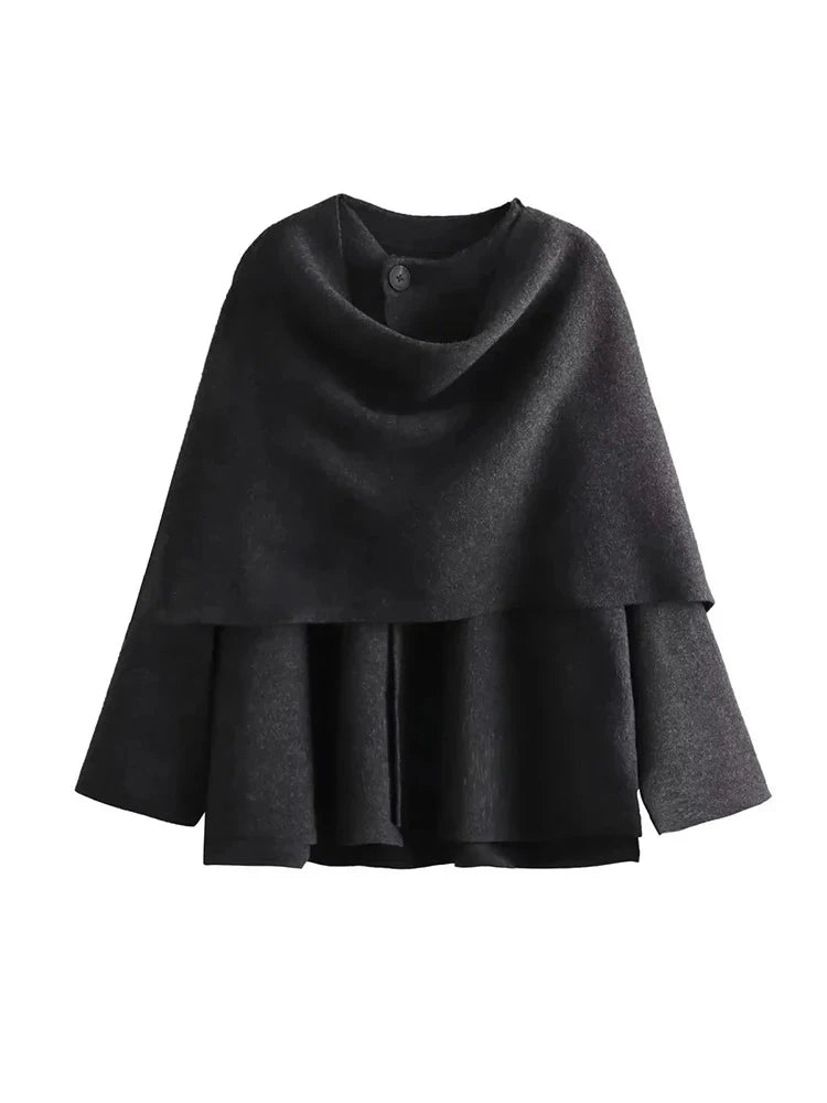 Warm Coat Asymmetric Elegant Split Jacket