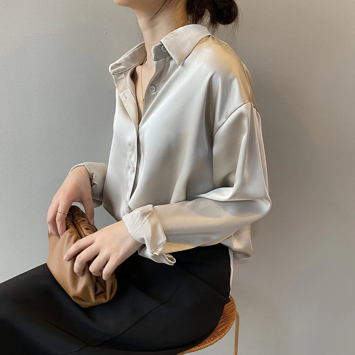 Women White Tops Lady Long Sleeves