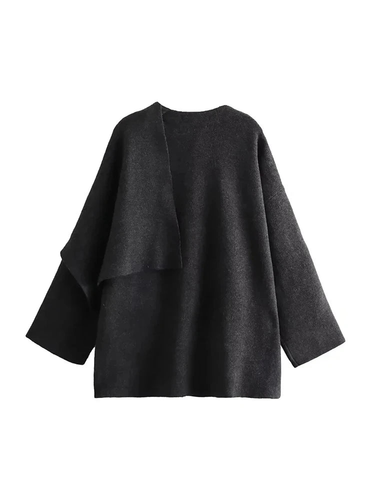 Warm Coat Asymmetric Elegant Split Jacket