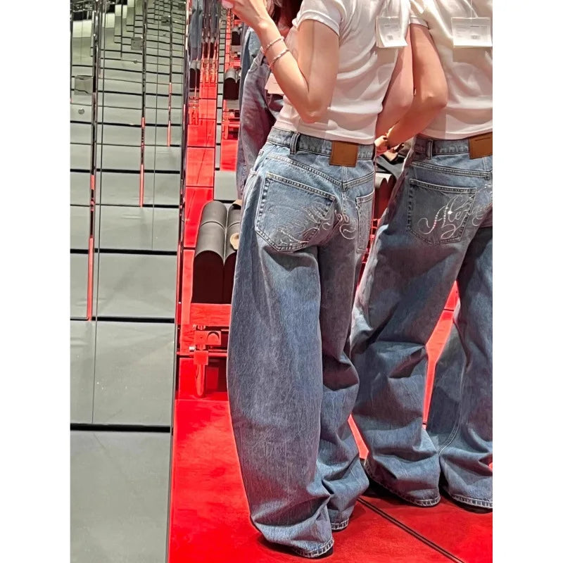 Women Jeans Spliced Straight Pants