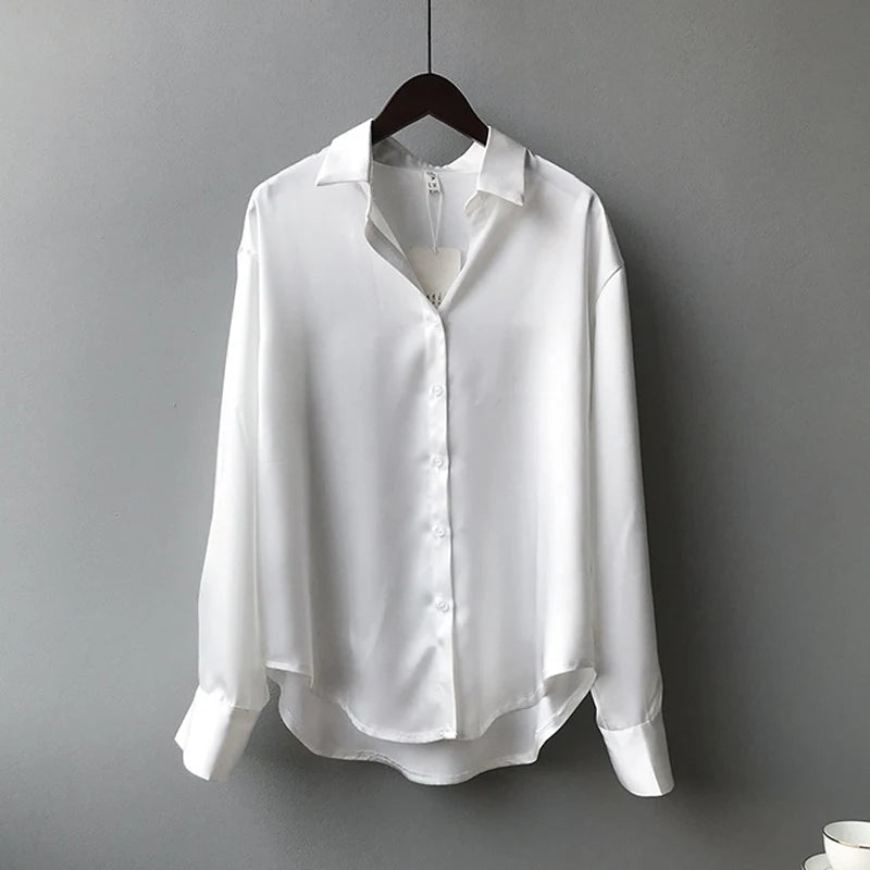 Women White Tops Lady Long Sleeves