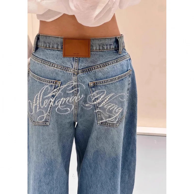 Women Jeans Spliced Straight Pants