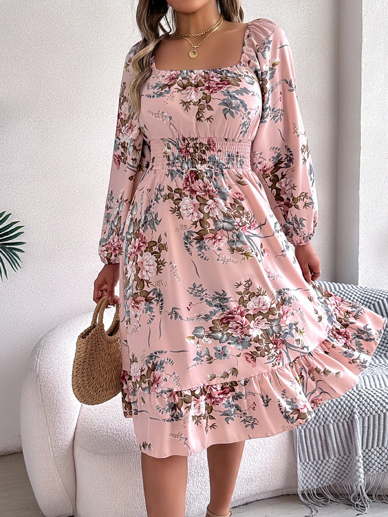 Long Sleeve Ruffled Dresses for Women