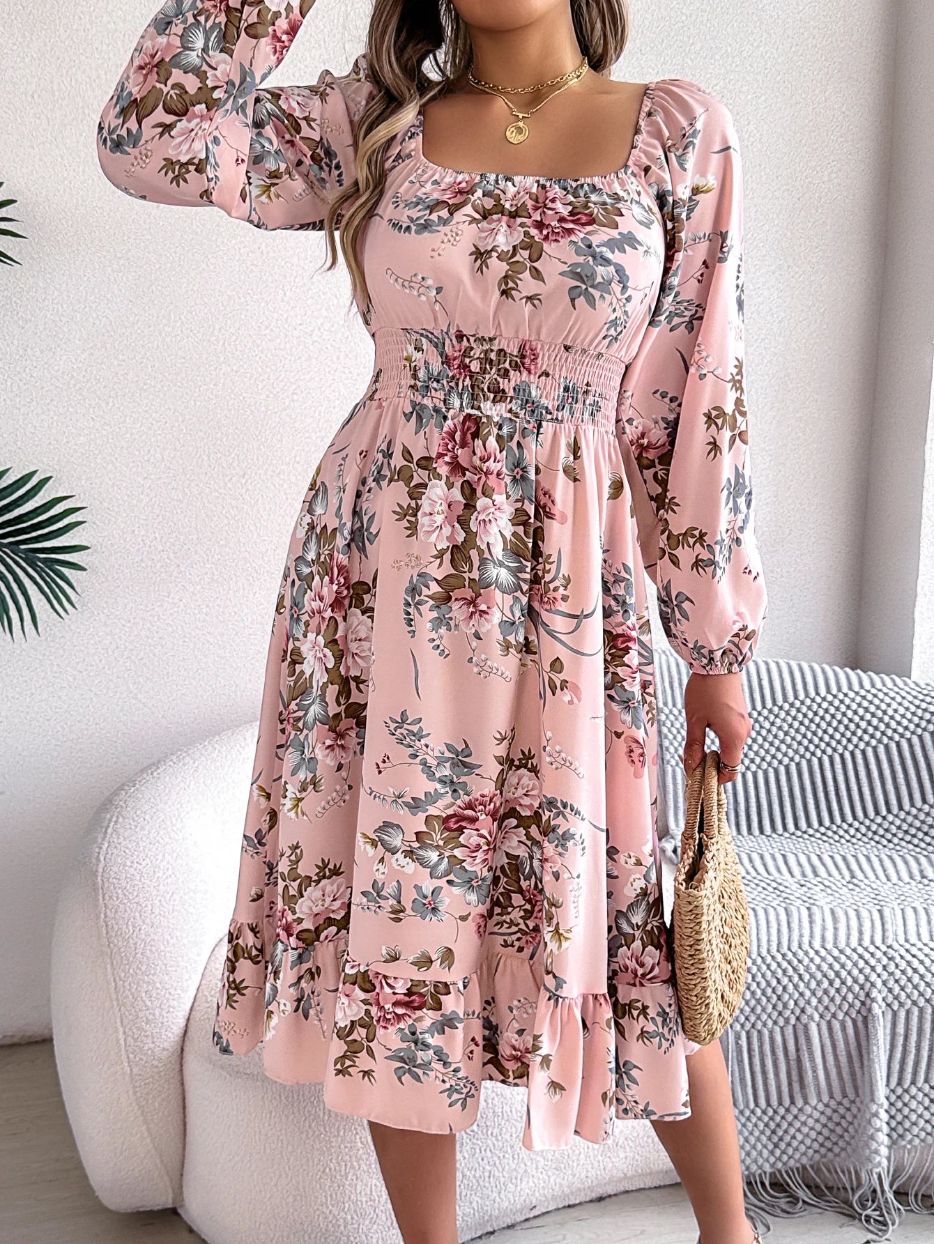 Long Sleeve Ruffled Dresses for Women