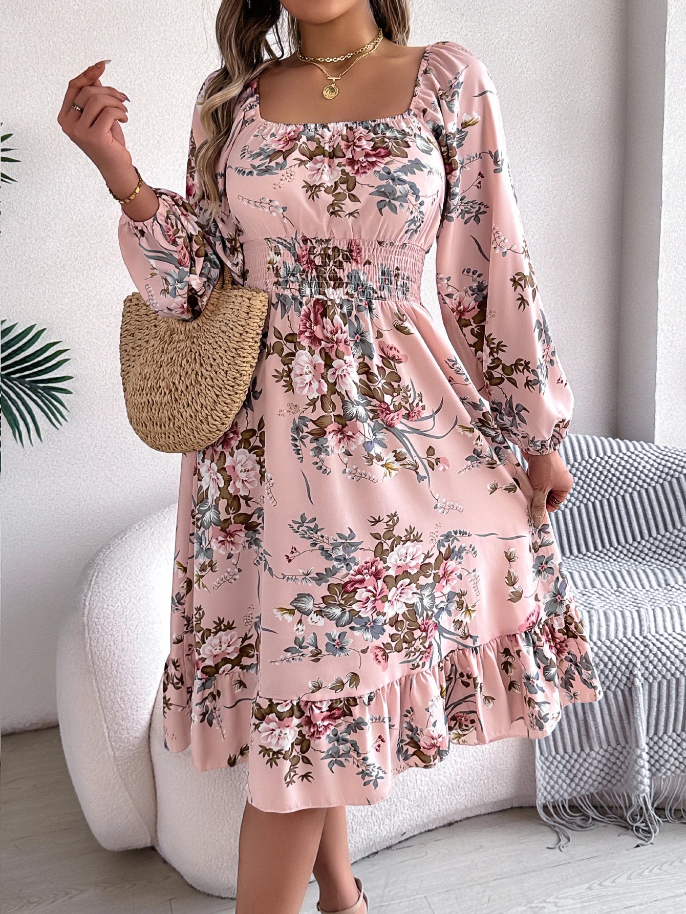 Long Sleeve Ruffled Dresses for Women